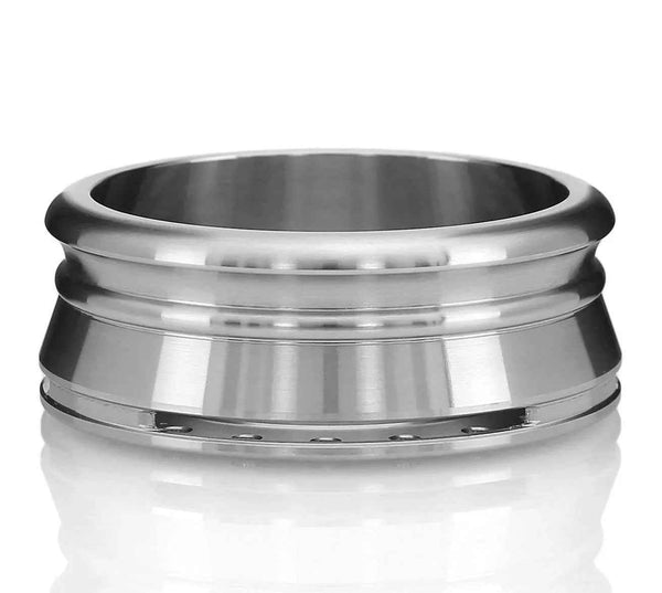 Stainless steel hookah heat management device with vented base on white background