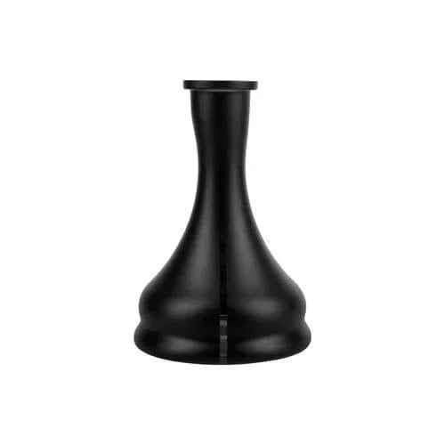 Black shisha glass base with matte finish, wide bottom and narrow neck, isolated on white