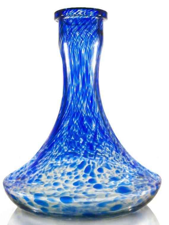 Blue glass shisha base with white speckled pattern for hookah setup