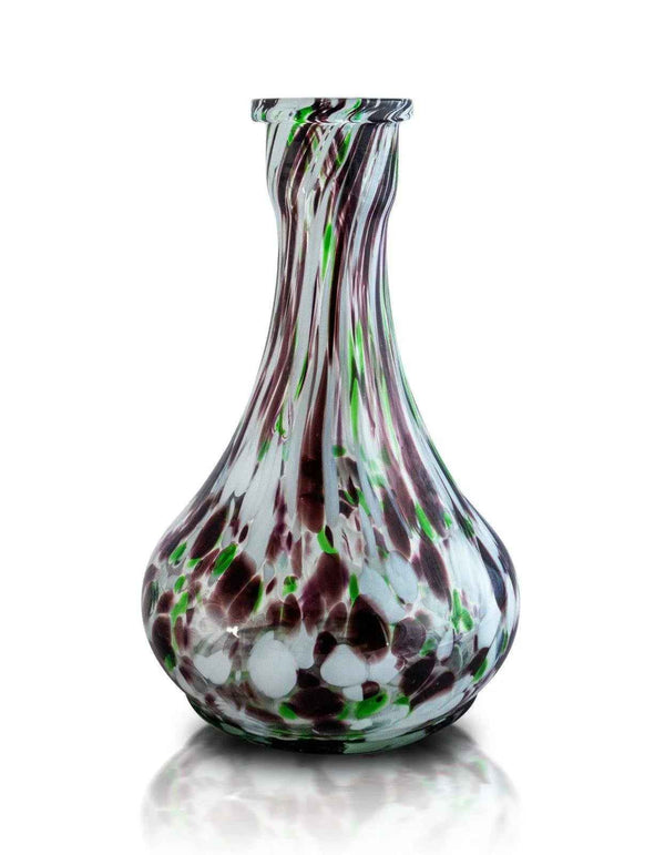 Russian drop shape glass shisha base with mint green, white and dark red swirl pattern