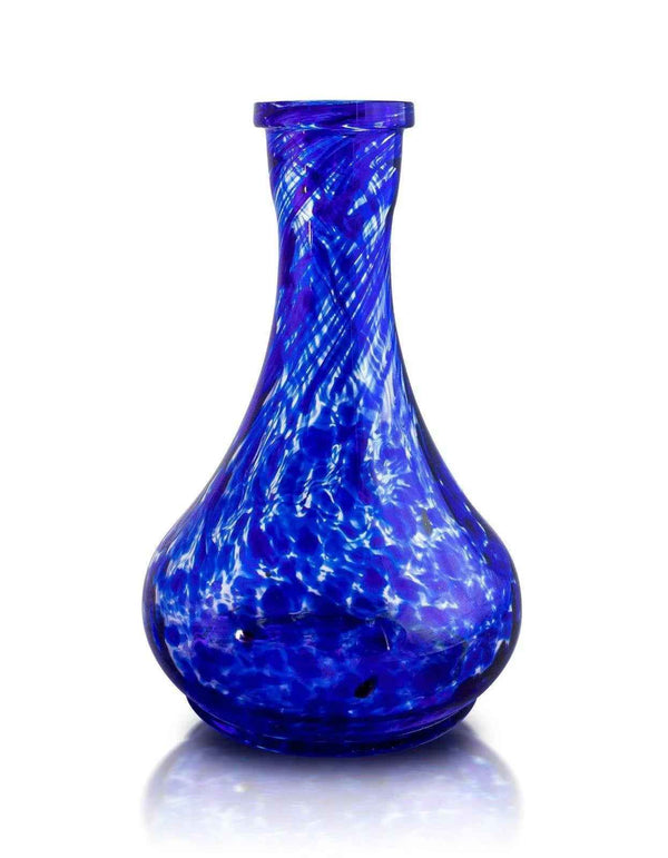 Russian drop shape hookah base in blue glass with sapphire wave patterns