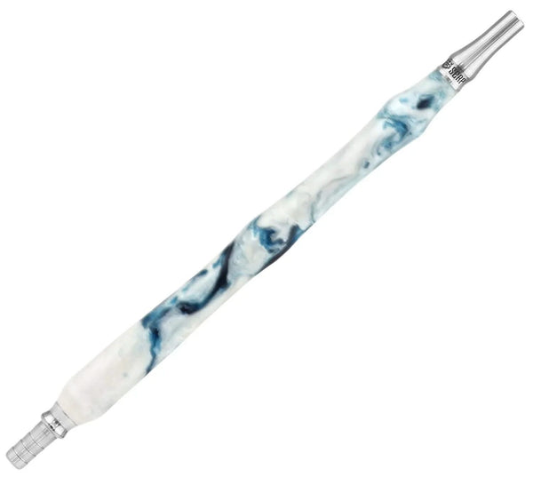 Epoxy resin shisha mouthpiece with stainless steel tips and black ice marble pattern