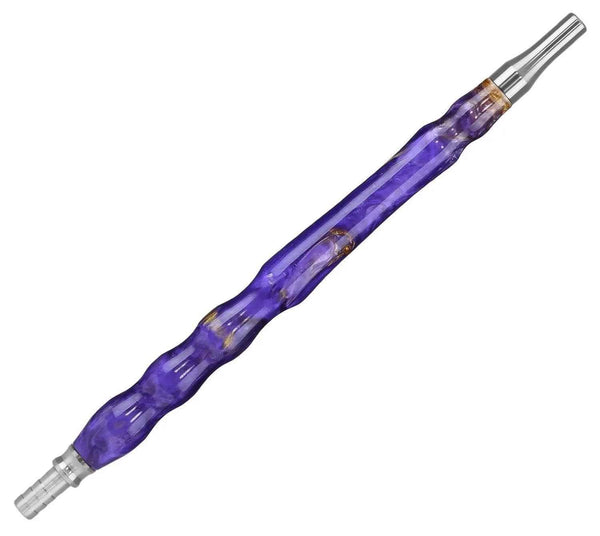 Purple epoxy shisha mouthpiece with stainless steel tips on white background