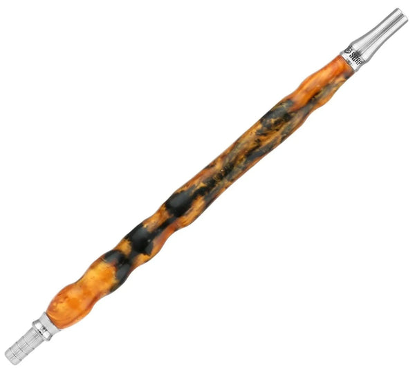 Epoxy resin and stainless steel shisha mouthpiece with orange and black swirl design