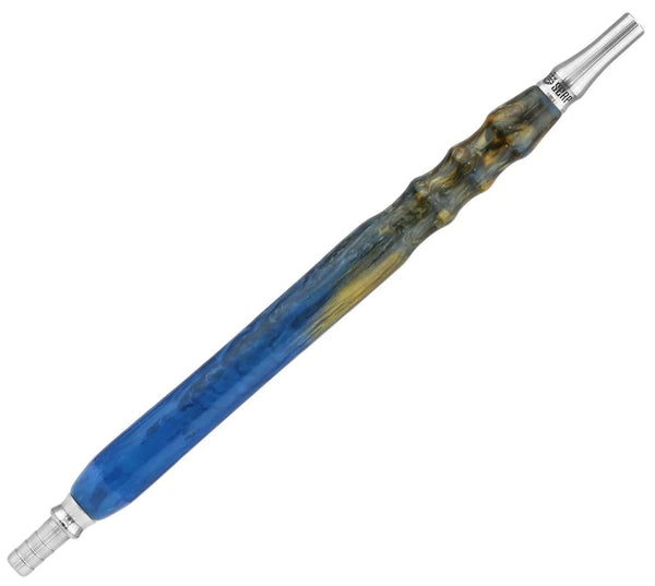 Epoxy resin shisha mouthpiece with stainless steel tip, blue and yellow gradient design