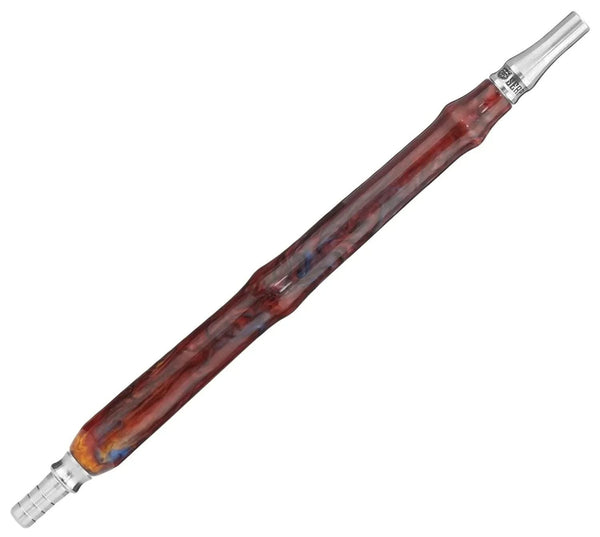 Epoxy stainless steel shisha mouthpiece with red and blue swirl design