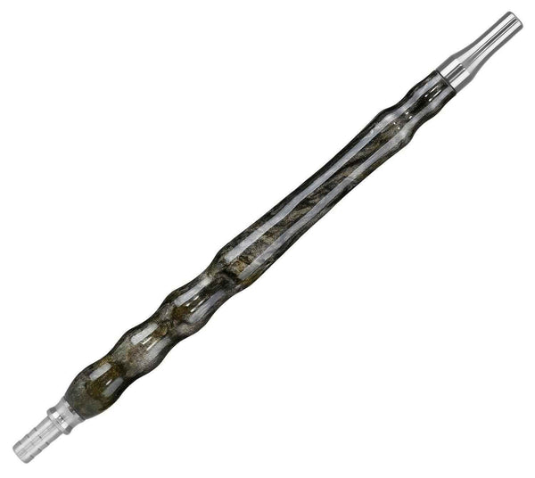Epoxy stainless steel shisha mouthpiece with gold dust design on white background