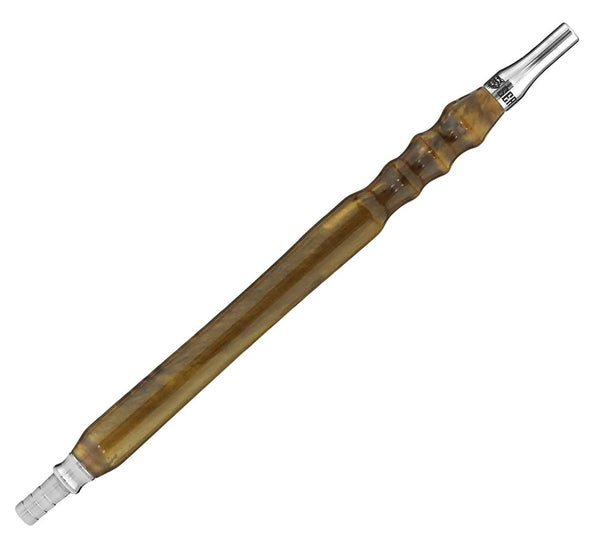 Epoxy resin and stainless steel shisha mouthpiece in sandstorm color on white background
