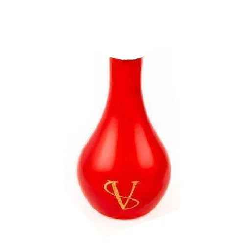 Red replacement shisha base with gold V design, compatible with Savacco hookah pipes