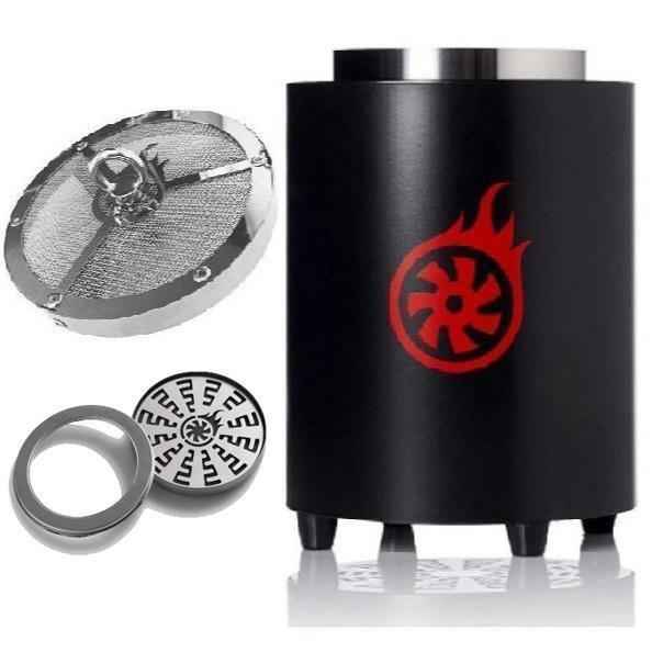 Black shisha charcoal burner set with metal heat management accessories