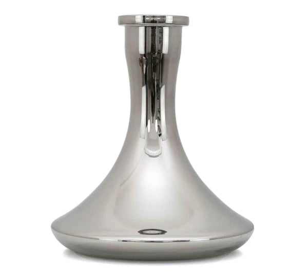 Russian style chrome hookah base with reflective metallic finish on white background