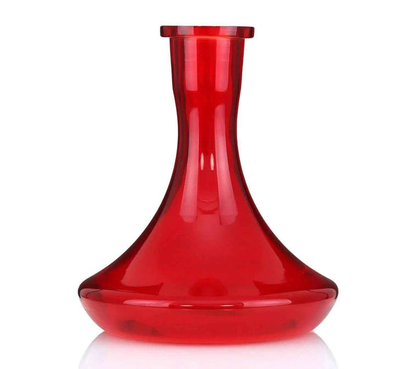 Red glass hookah base in Russian style on white background