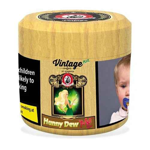 Starbuzz Vintage Plus Hunny Dew Me shisha tobacco container with illustrated label