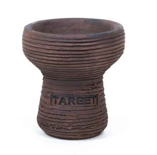 Brown ribbed Turkish hookah bowl with 'Target' logo, suitable for shisha use