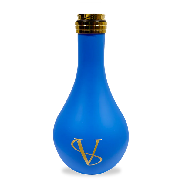 Blue shisha vase base with gold accent and elegant VS logo on front