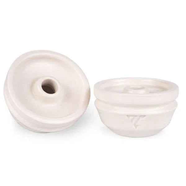 White ceramic phunnel hookah bowl with wide central hole, displayed on white background