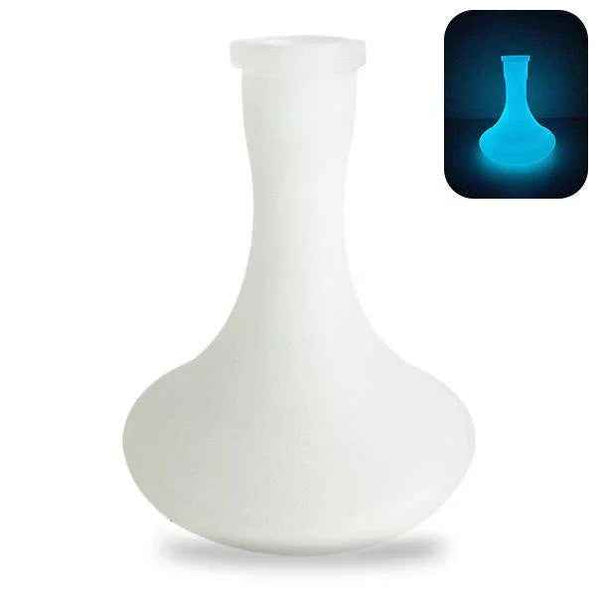 Frosted glass shisha base with glowing blue effect inset, hookah accessory