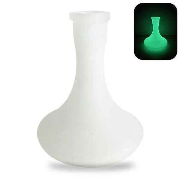 Frosted glass shisha base with glowing green effect inset, hookah accessory