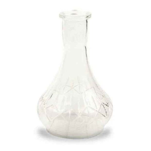 Clear glass shisha base with etched geometric patterns, hookah replacement accessory