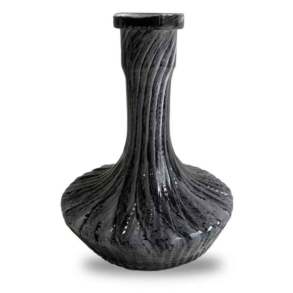 Black marble glass shisha base with textured swirl design on a white background