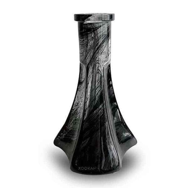 Black marble shisha glass base with flared design on white background