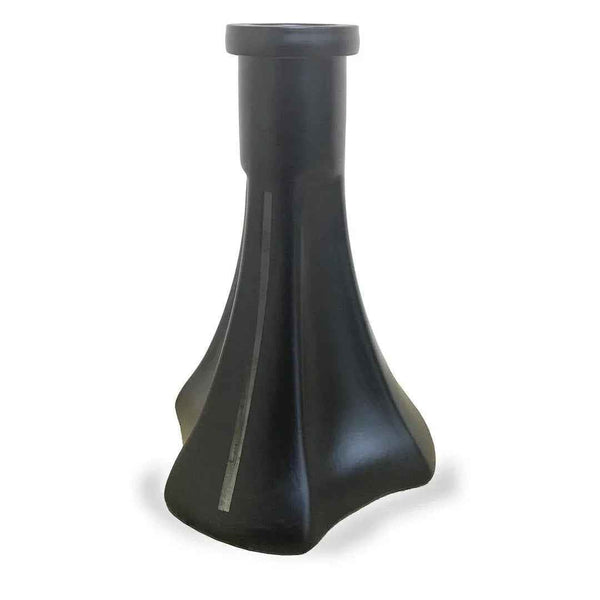 Matte black glass shisha base with modern angular design against white background