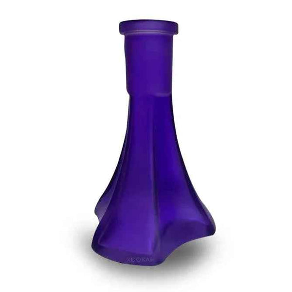 Purple matte glass shisha base with geometric design on white background