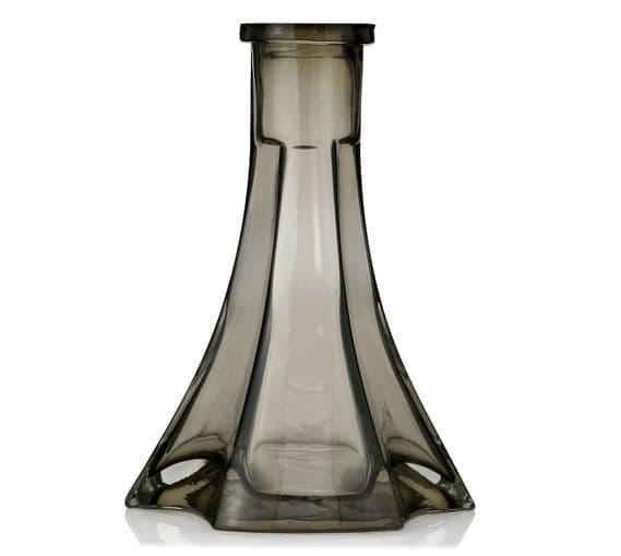 Smoked glass shisha base with flared, square design on white background