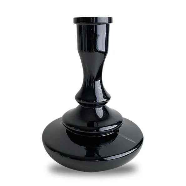 Glossy black glass shisha base with sleek, modern design and curved silhouette