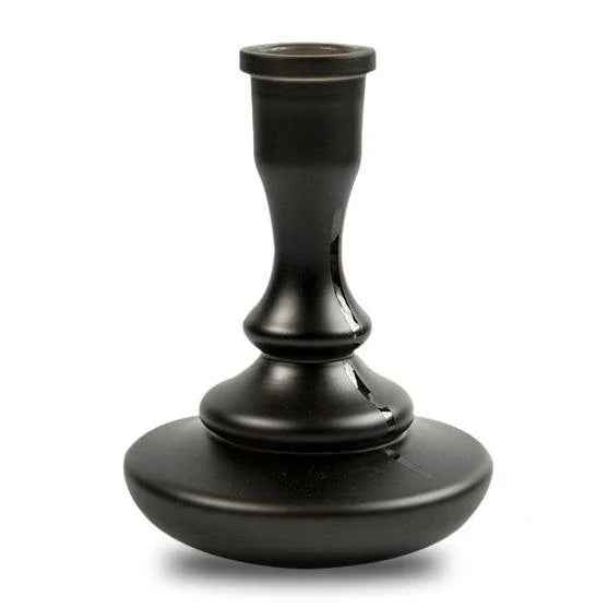 Black matte glass shisha base with curved design and decorative line detailing