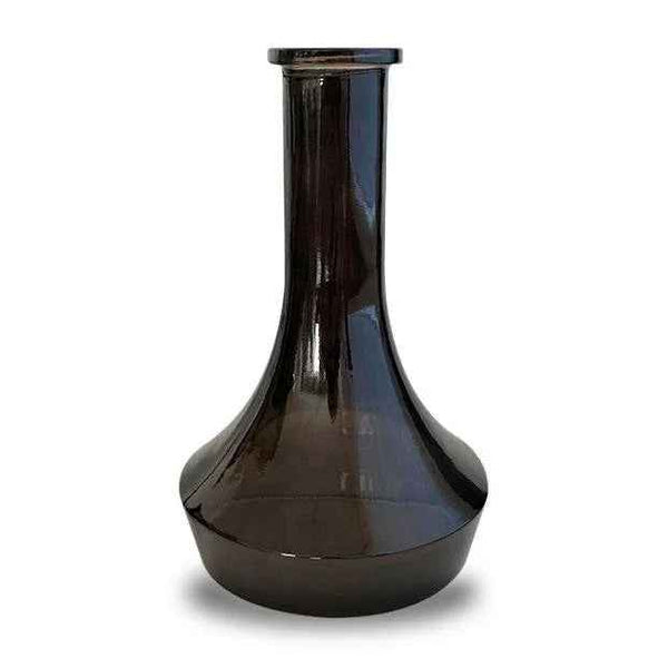 Dark glass shisha base with wide bottom and narrow neck on white background