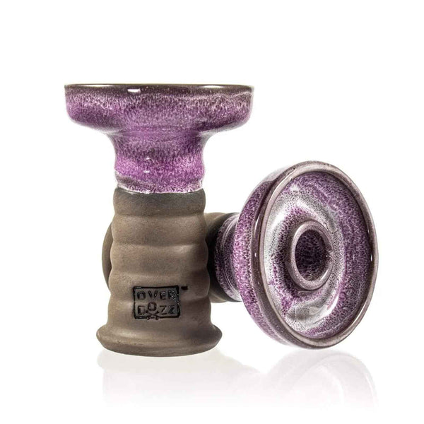 Purple ceramic hookah bowl on white background, shisha accessory for smoking
