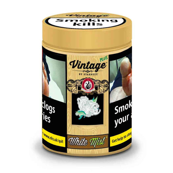 Starbuzz Vintage Plus White Mist shisha tobacco 50g jar with health warnings on label