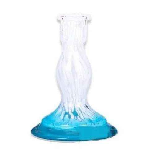 White and blue glass hookah vase with a swirling pattern, isolated on white background