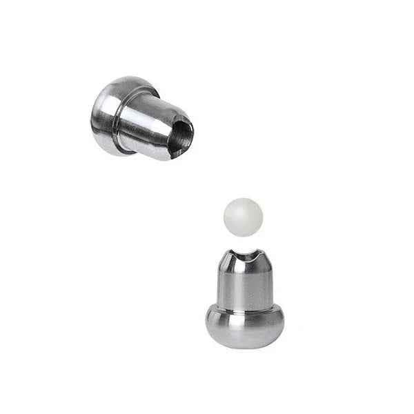 Stainless steel shisha purge valve and ball for hookah, isolated on white background