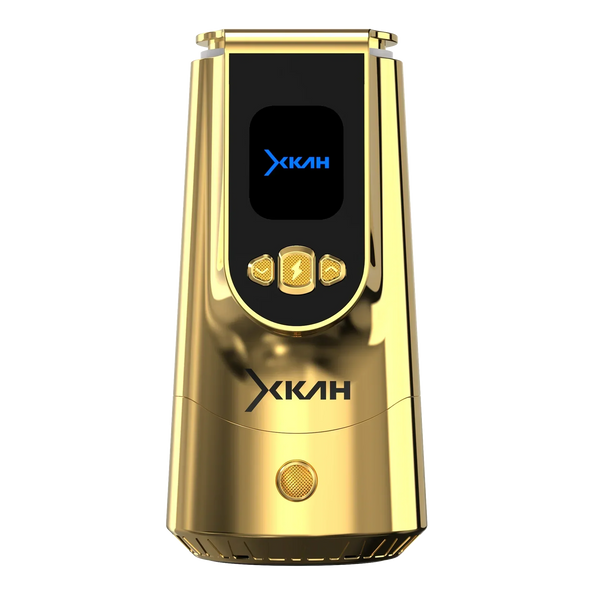 Gold electronic hookah charcoal heater with digital display, premium shisha accessory