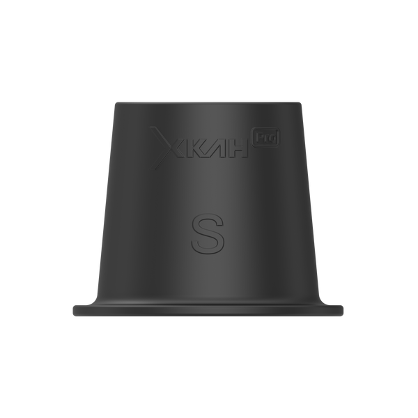 Small black hookah grommet replacement with XKAH Pro logo on a plain background