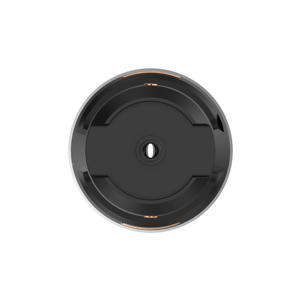 Top view of a black hookah bowl accessory with a circular, modern design