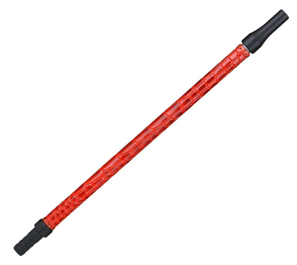 Red dragonscale patterned shisha hookah mouthpiece with black silicone tips.