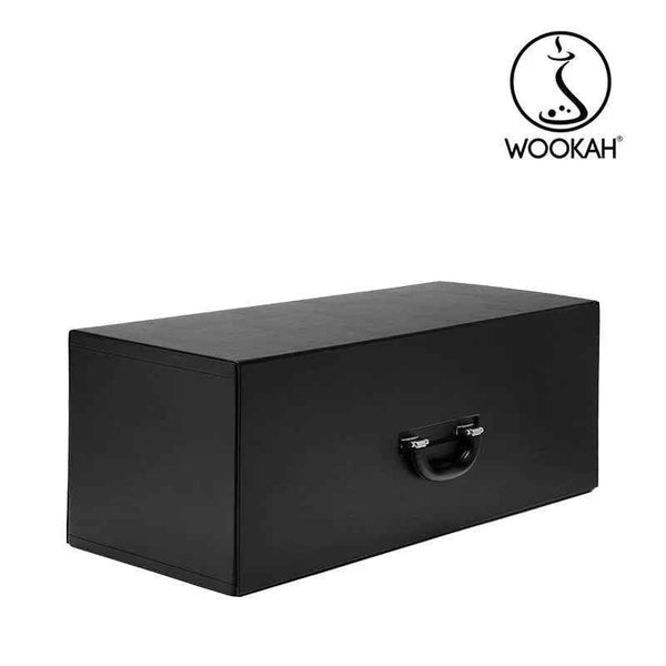 Exclusive black shisha hookah storage box with handle, Wookah logo in corner
