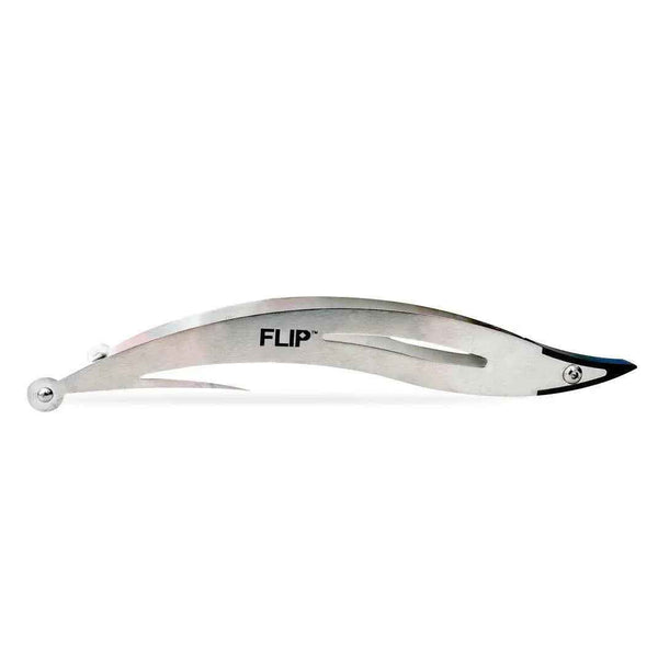 Stainless steel shisha tong with curved design and FLIP logo, hookah accessory tool