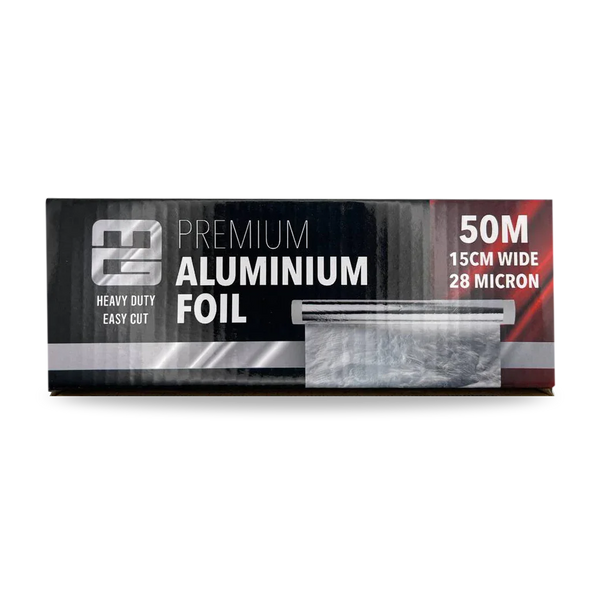 Premium aluminium foil 50m roll, 15cm wide, heavy duty, for shisha preparation.