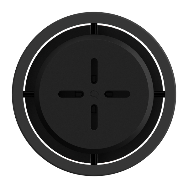 Black round thermal hookah bowl top view with vented slots, modern design
