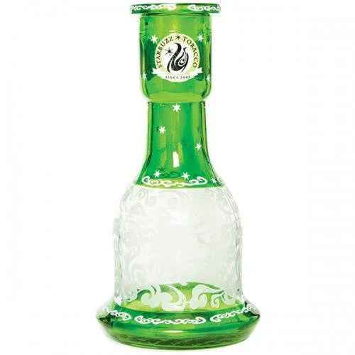 Green hookah glass base with white decorative patterns and star motifs