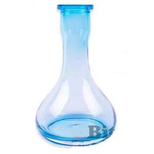 Sea blue glass shisha base vase with wide bottom and narrow neck on white background