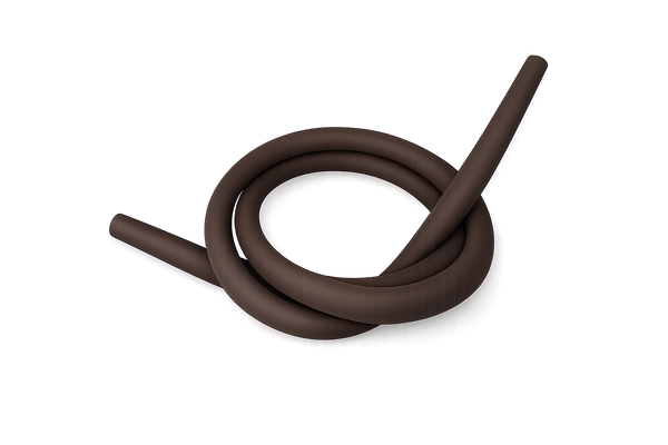 Brown silicone shisha hose coiled on a smooth gradient background