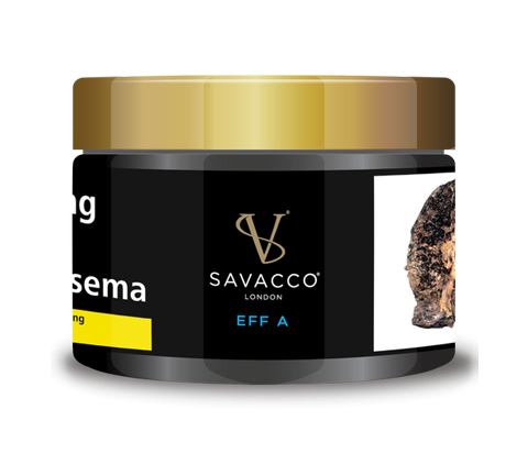 Savacco London EFF A hookah tobacco jar with gold lid and black label