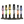 Modern hookahs in various colors lined up on a black background for same day London delivery