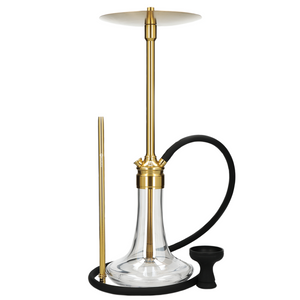 Gold Version Front View – MS Magma Titan Hookah with gold stem and glass base – premium shisha pipe