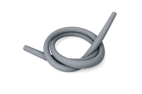 Nardo grey silicone shisha hose coiled on a neutral background